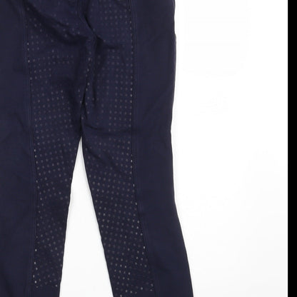 DECATHLON Womens Blue  Cotton Compression Trousers Size S L26 in Slim Zip