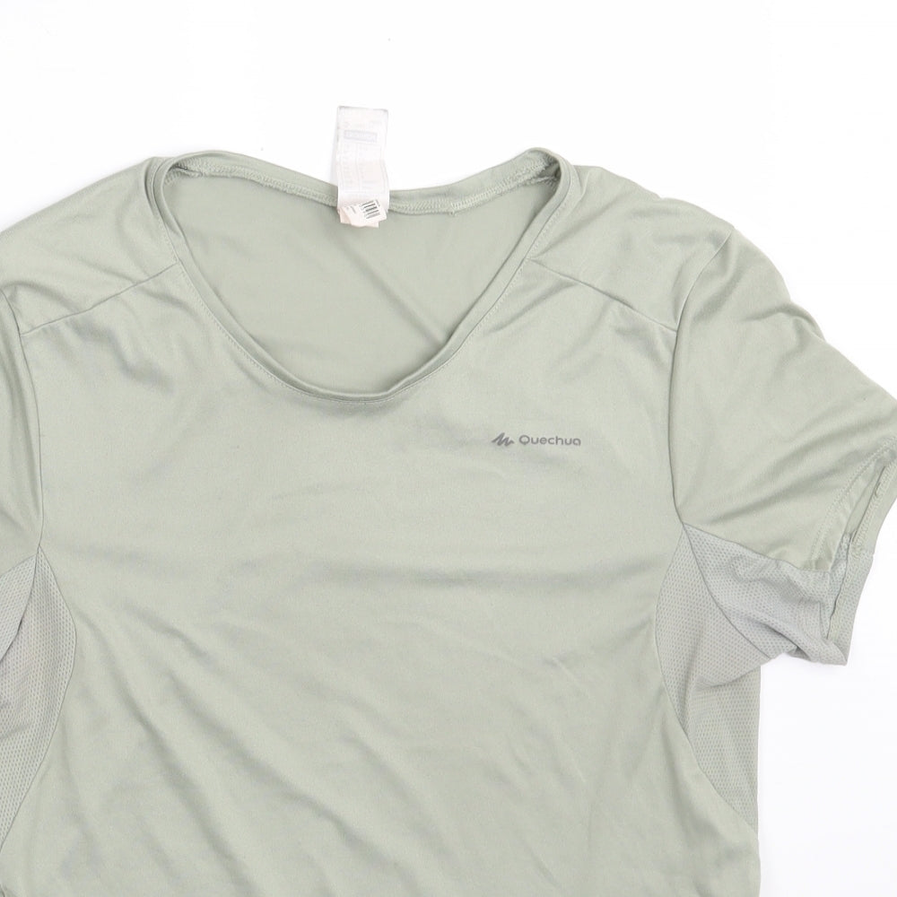 Quechua Womens Green  Nylon Basic Casual Size S Round Neck