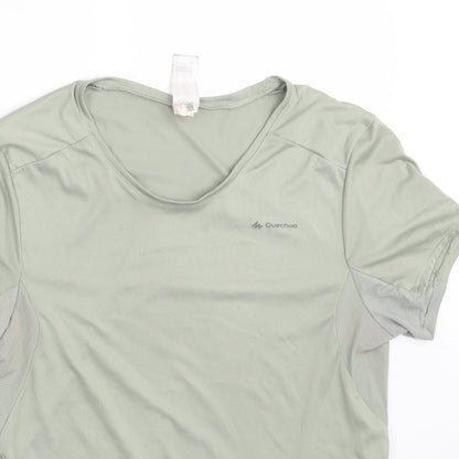 Quechua Womens Green  Nylon Basic Casual Size S Round Neck