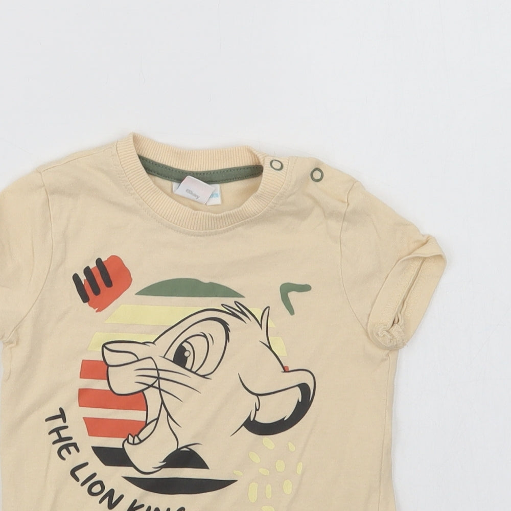 Disney Baby Baby Beige  Cotton Basic T-Shirt Size 3-6 Months Crew Neck Snap - The Lion King