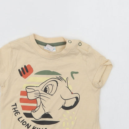 Disney Baby Baby Beige  Cotton Basic T-Shirt Size 3-6 Months Crew Neck Snap - The Lion King