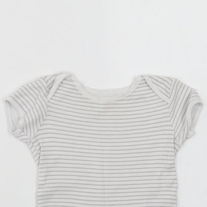 Primark Baby White Striped Cotton Romper One-Piece Size 12-18 Months  Snap