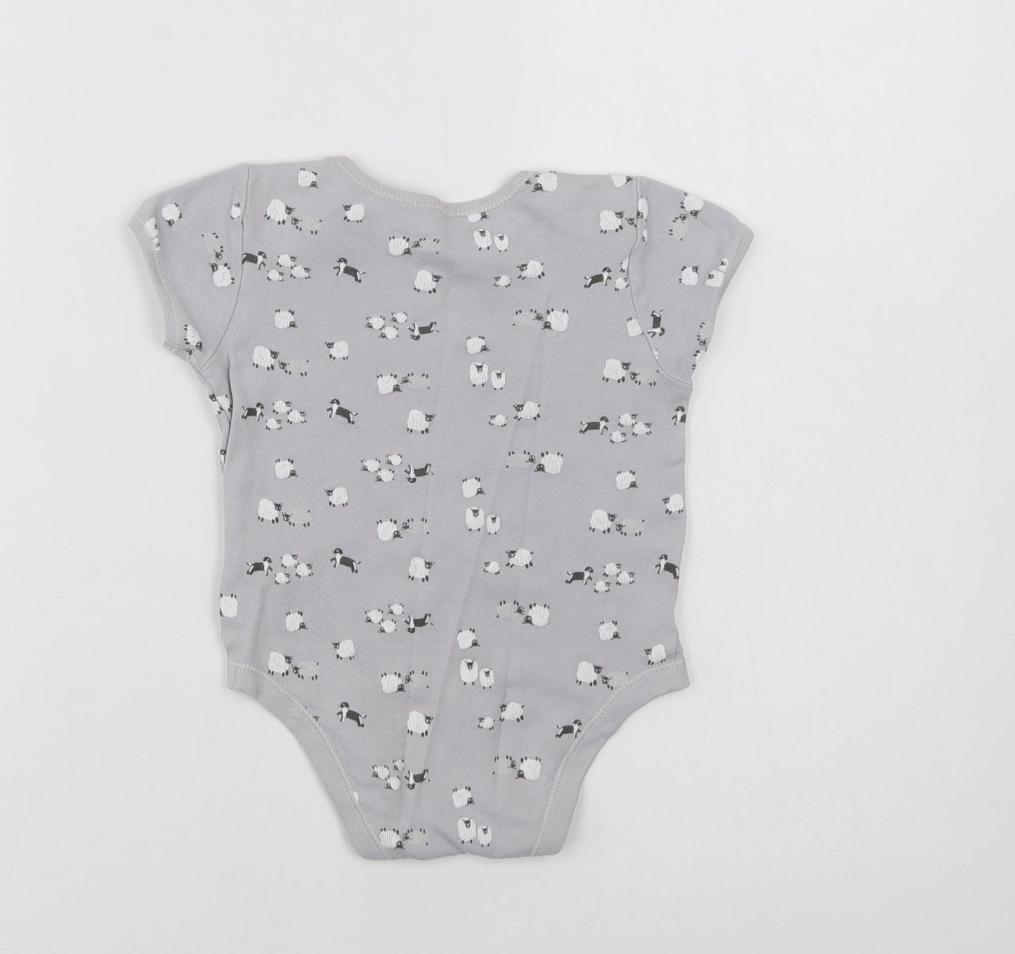 Primark Baby Grey Floral Cotton Romper One-Piece Size 12-18 Months  Snap
