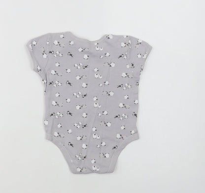 Primark Baby Grey Floral Cotton Romper One-Piece Size 12-18 Months  Snap