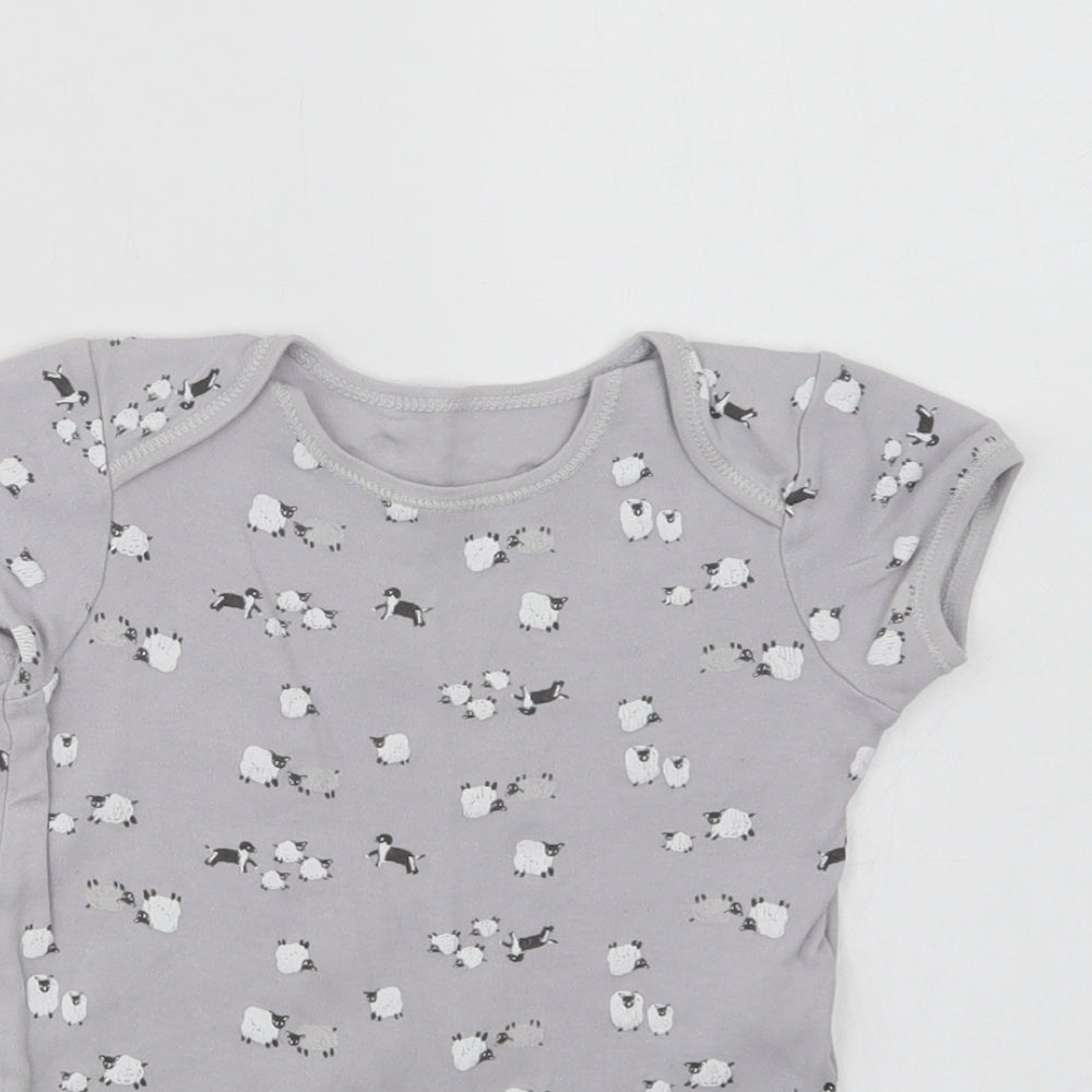Primark Baby Grey Floral Cotton Romper One-Piece Size 12-18 Months  Snap
