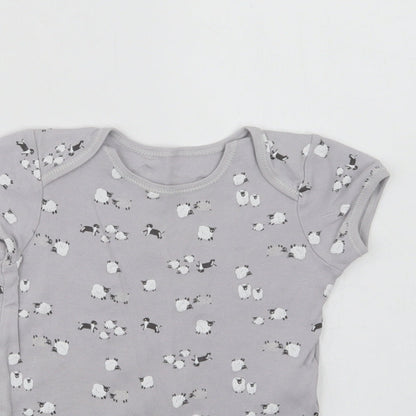 Primark Baby Grey Floral Cotton Romper One-Piece Size 12-18 Months  Snap