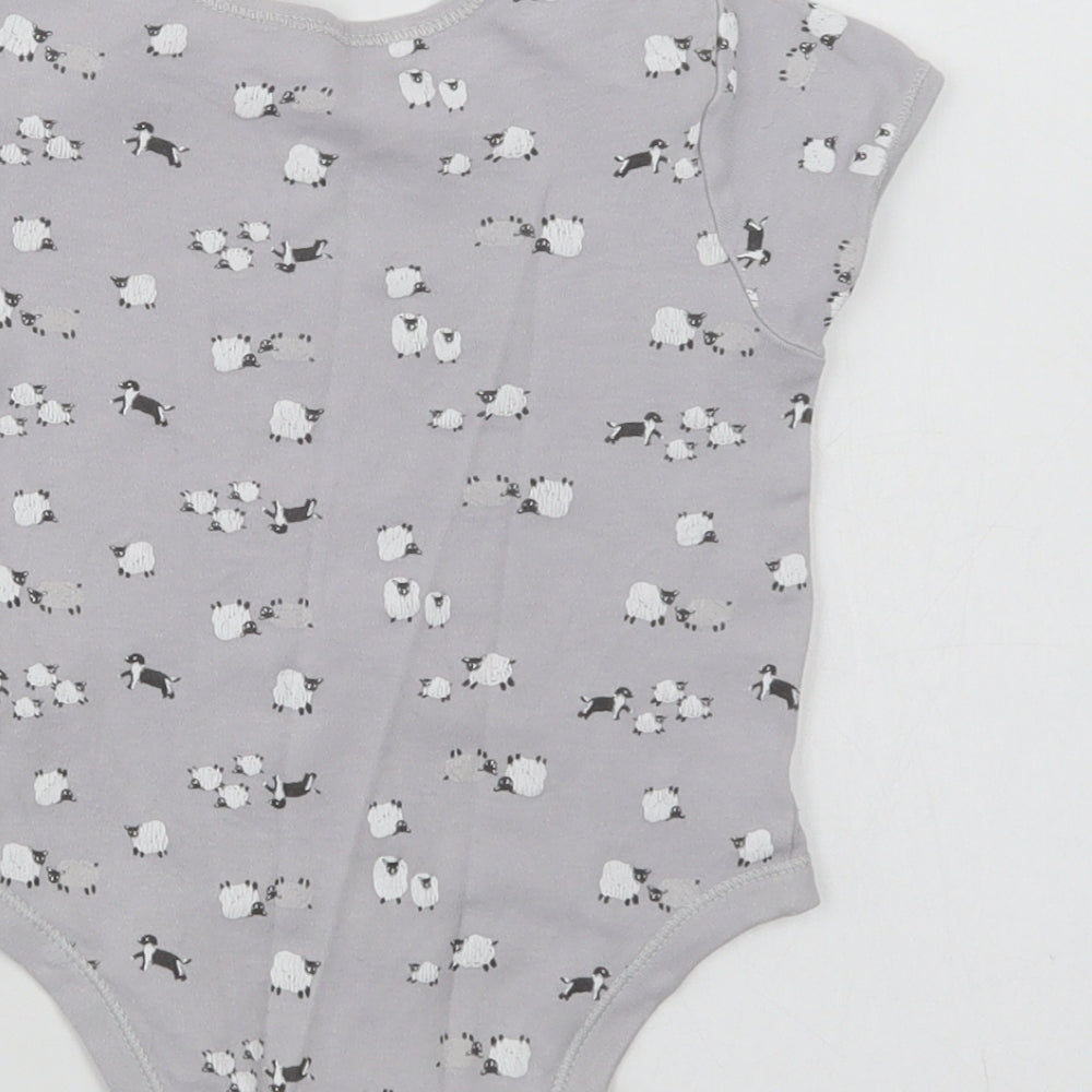 Primark Baby Grey Floral Cotton Romper One-Piece Size 12-18 Months  Snap