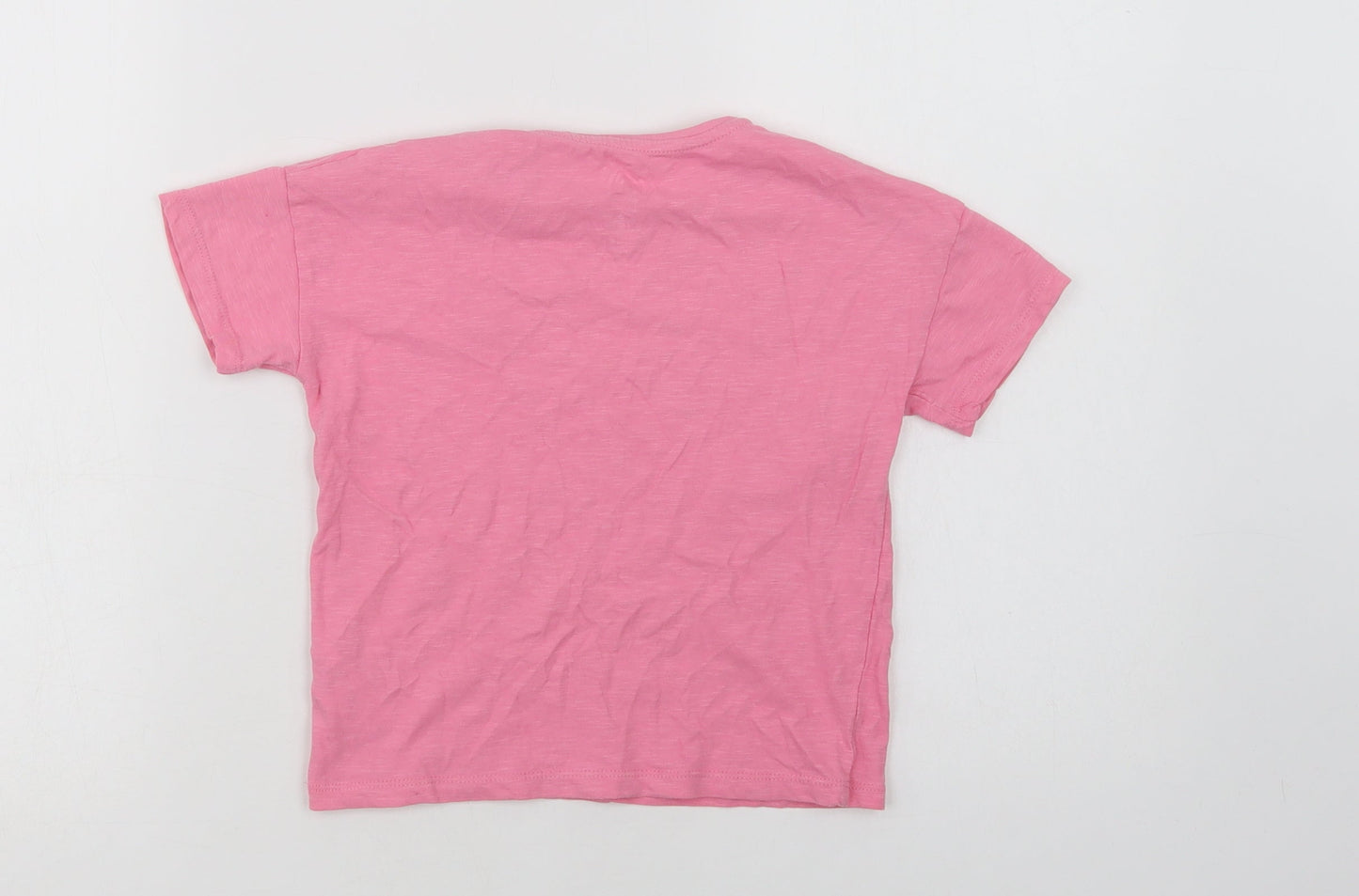 F&F Girls Pink  Cotton Basic T-Shirt Size 5-6 Years Crew Neck  - Unicorn