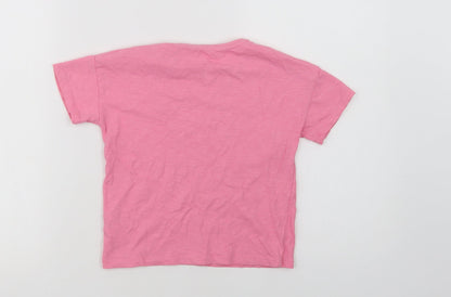 F&F Girls Pink  Cotton Basic T-Shirt Size 5-6 Years Crew Neck  - Unicorn