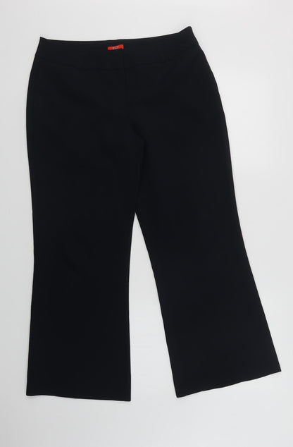 F&F Womens Blue  Polyester Dress Pants Trousers Size 12 L27 in Regular Hook & Loop