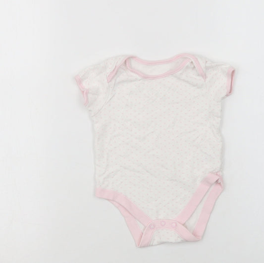 George Baby White Polka Dot Cotton Romper One-Piece Size 6-9 Months  Snap