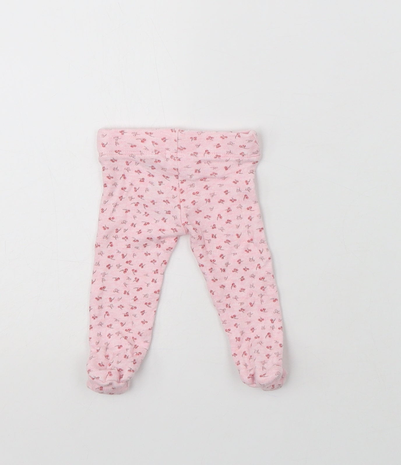 F&F Baby Pink Floral Cotton Jogger Trousers Size 0-3 Months   - Tiny Baby