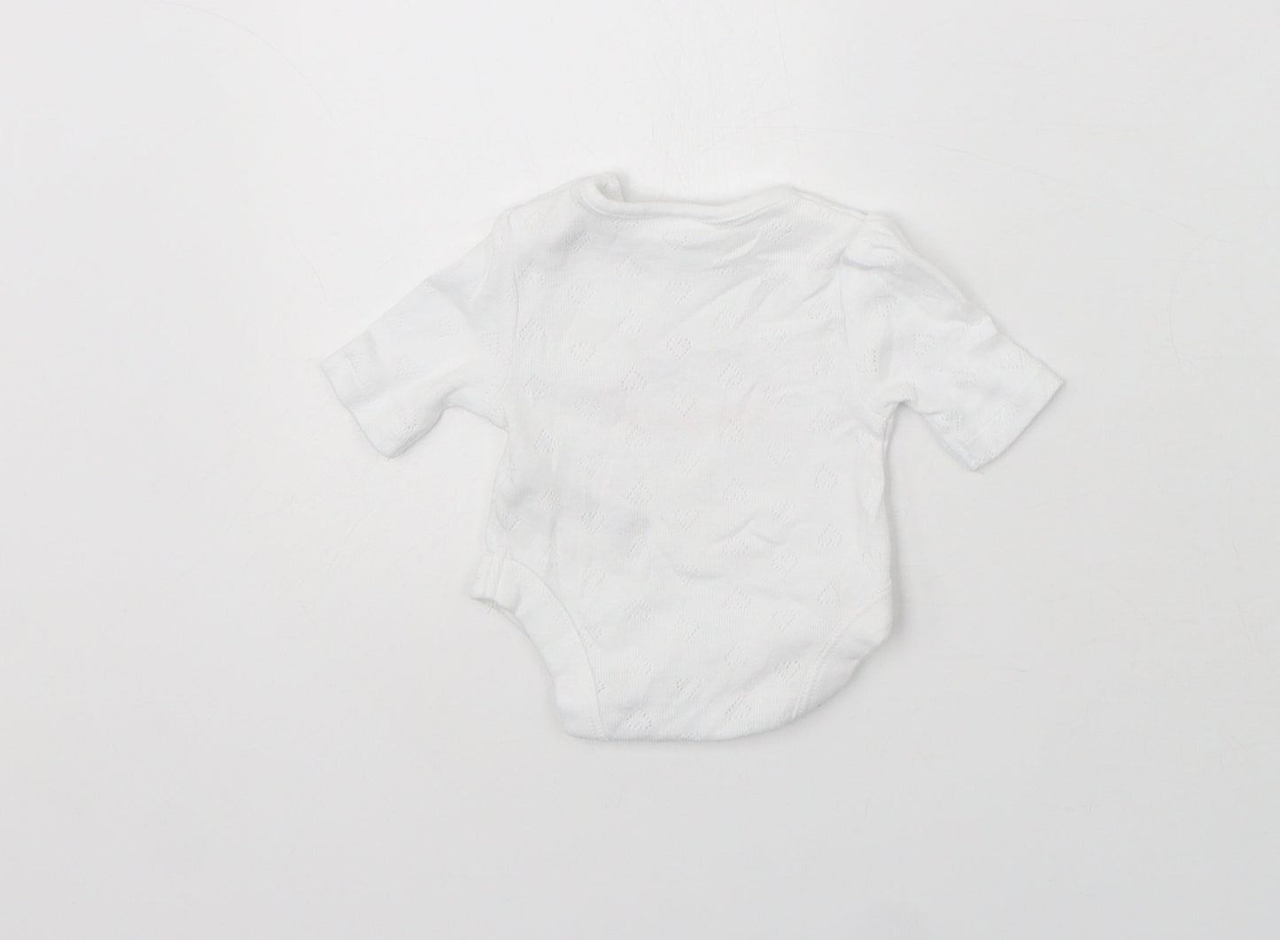 F&F Baby White  Cotton Romper One-Piece Size 0-3 Months  Snap - Tiny Baby