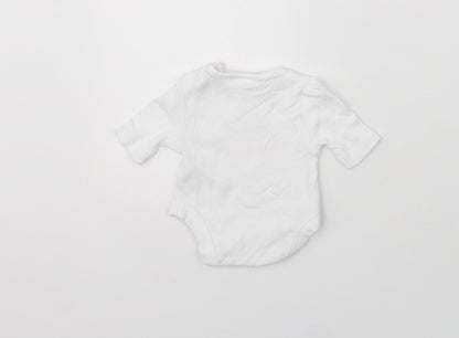 F&F Baby White  Cotton Romper One-Piece Size 0-3 Months  Snap - Tiny Baby