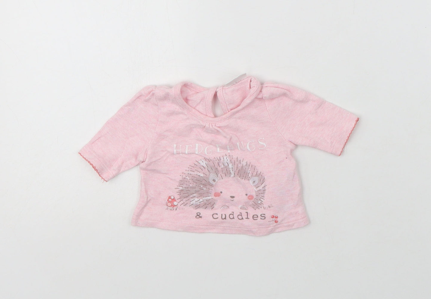 F&F Baby Pink  Cotton Basic Blouse Size 0-3 Months Crew Neck Button - Tiny Baby