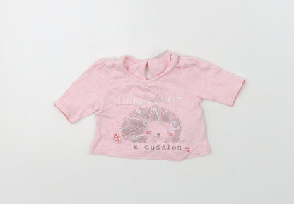 F&F Baby Pink  Cotton Basic Blouse Size 0-3 Months Crew Neck Button - Tiny Baby