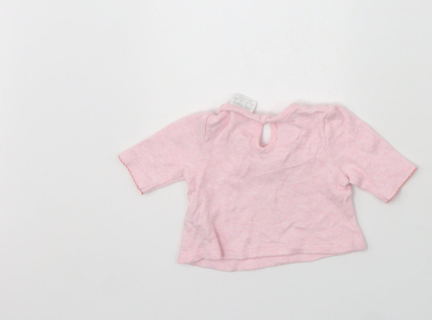 F&F Baby Pink  Cotton Basic Blouse Size 0-3 Months Crew Neck Button - Tiny Baby