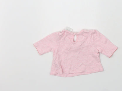 F&F Baby Pink  Cotton Basic Blouse Size 0-3 Months Crew Neck Button - Tiny Baby