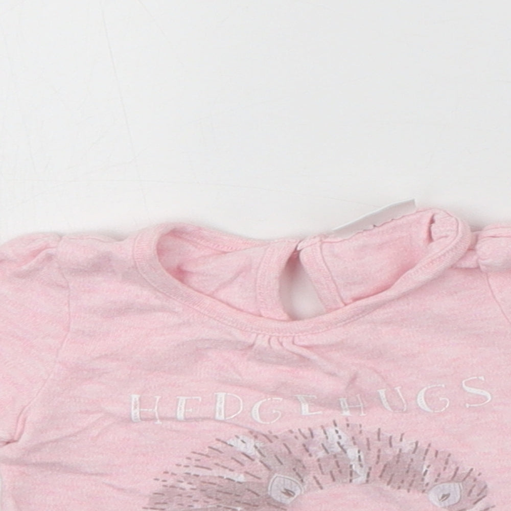 F&F Baby Pink  Cotton Basic Blouse Size 0-3 Months Crew Neck Button - Tiny Baby