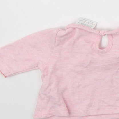 F&F Baby Pink  Cotton Basic Blouse Size 0-3 Months Crew Neck Button - Tiny Baby