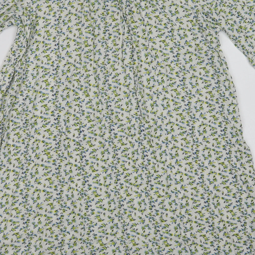 F&F Womens Green Floral Viscose A-Line  Size 12  Off the Shoulder