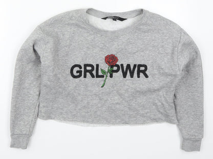 New Look Girls Grey  Cotton Pullover Sweatshirt Size 9 Years  Pullover - Girl Power