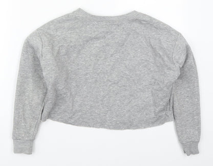 New Look Girls Grey  Cotton Pullover Sweatshirt Size 9 Years  Pullover - Girl Power