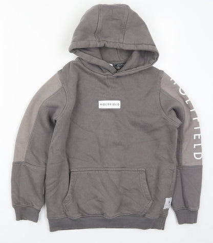 Hollyfield Girls Grey  Cotton Pullover Hoodie Size 10-11 Years  Pullover