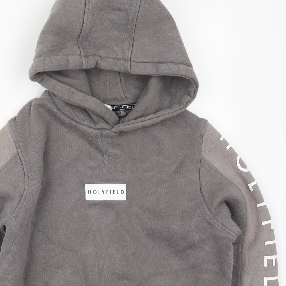 Hollyfield Girls Grey  Cotton Pullover Hoodie Size 10-11 Years  Pullover