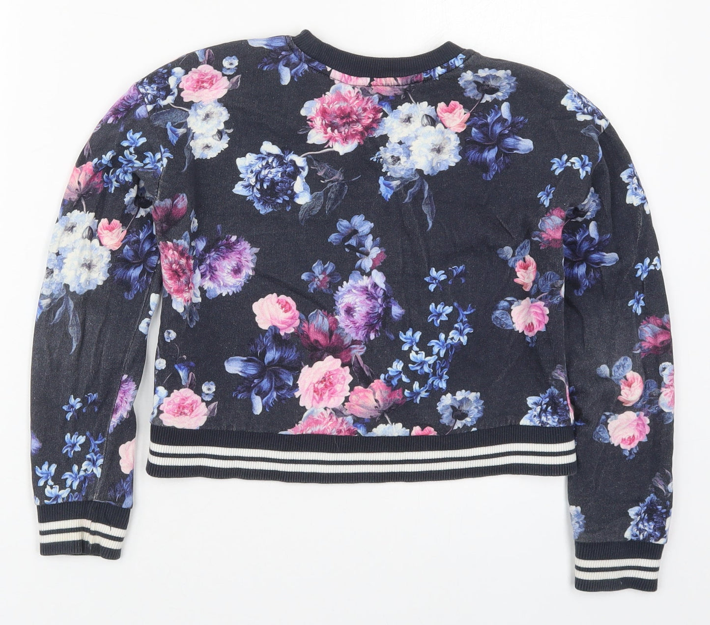 H&M Girls Blue Floral Cotton Pullover Sweatshirt Size 9-10 Years  Pullover