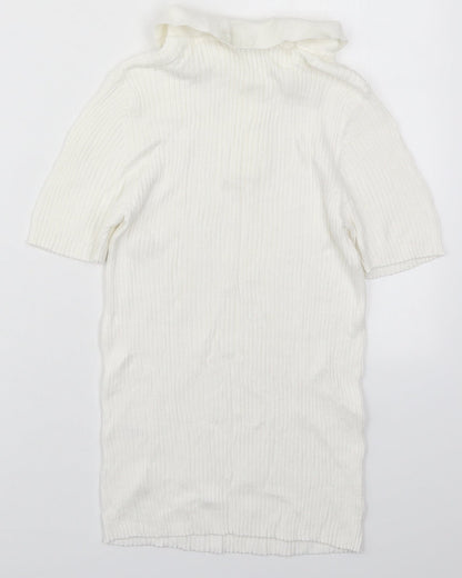 TU Womens White  Cotton Basic Polo Size 8 Collared