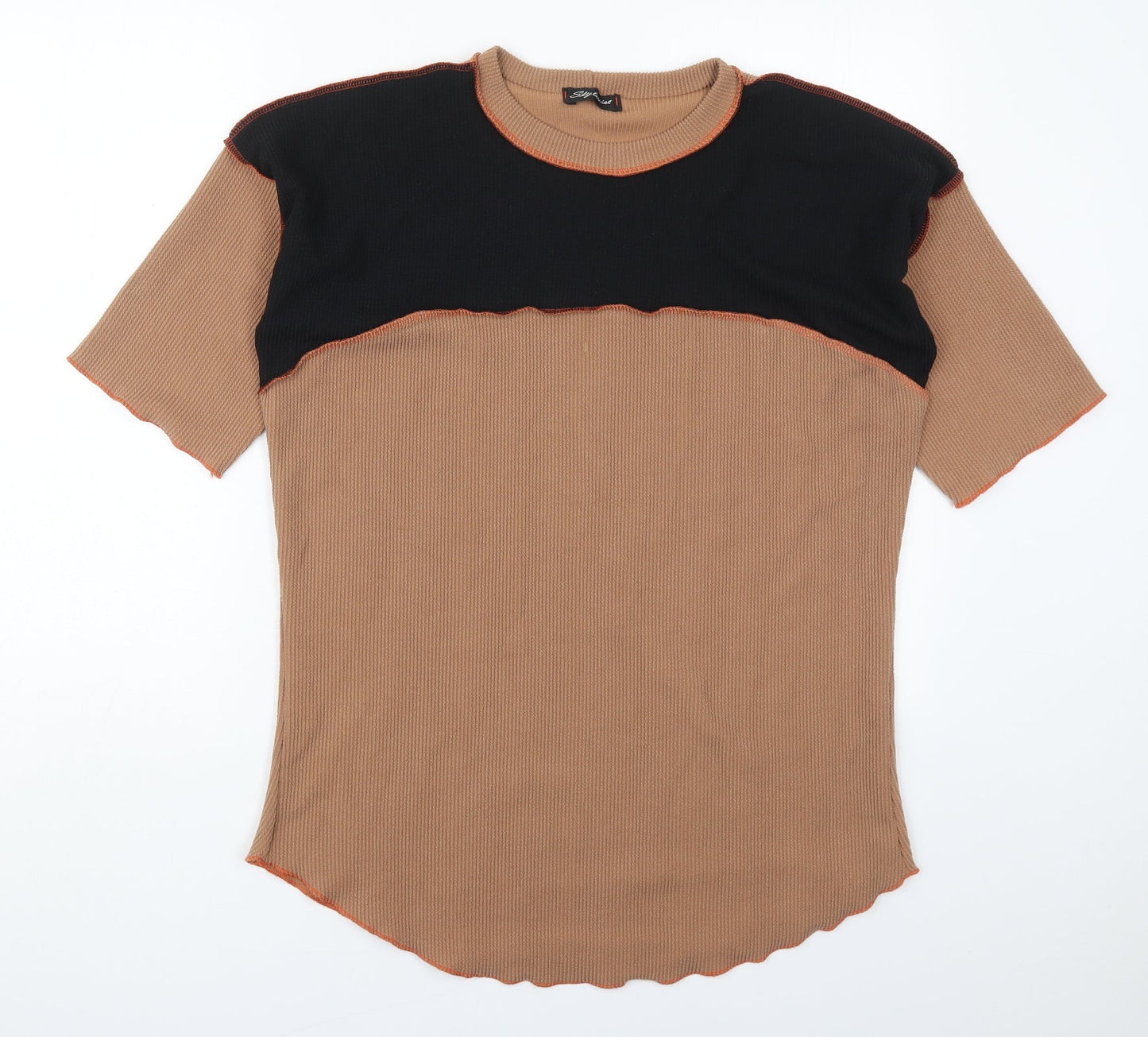 Stylewise Womens Brown  Polyester Basic T-Shirt Size 10 Round Neck