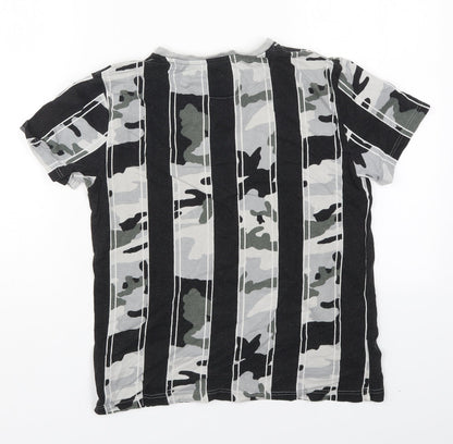 NEXT Boys Black Camouflage Cotton Basic T-Shirt Size 11 Years Crew Neck Pullover - Limited Edition