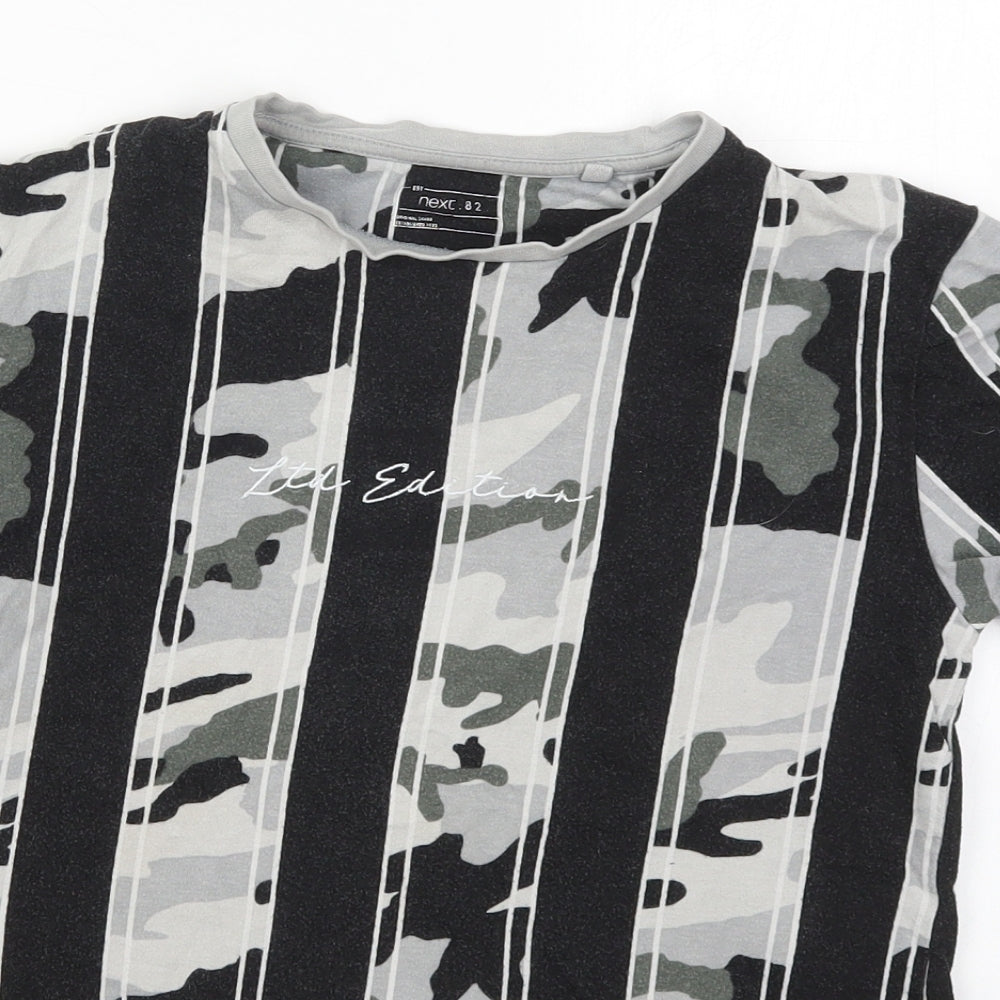 NEXT Boys Black Camouflage Cotton Basic T-Shirt Size 11 Years Crew Neck Pullover - Limited Edition