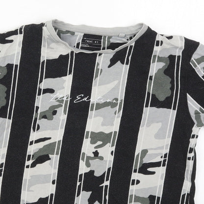 NEXT Boys Black Camouflage Cotton Basic T-Shirt Size 11 Years Crew Neck Pullover - Limited Edition