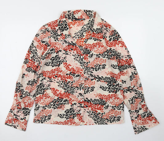 Quiz Womens Multicoloured Animal Print Polyester Basic Blouse Size 12 Collared