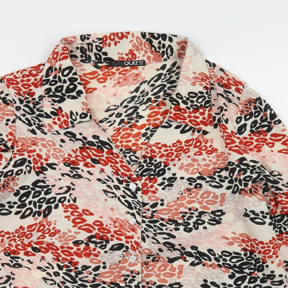 Quiz Womens Multicoloured Animal Print Polyester Basic Blouse Size 12 Collared
