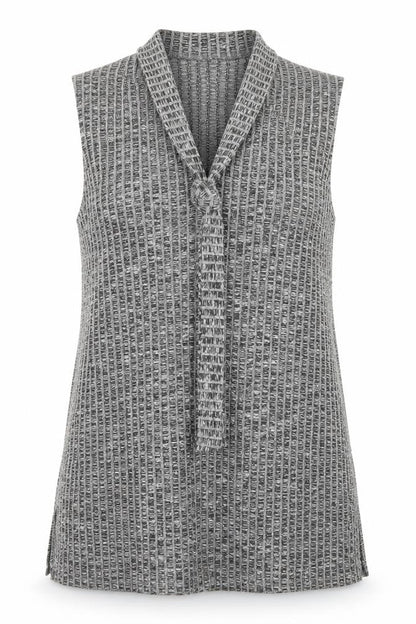 Front view of Papaya women’s grey viscose a-line, size UK 12, v-neck - tie neck