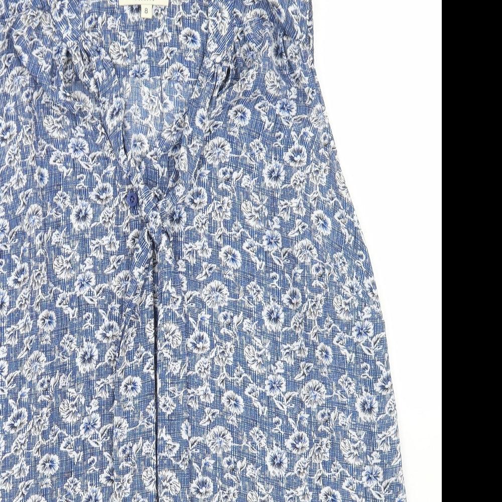 Womens UK Size 8 Papaya Blue Basic Blouse