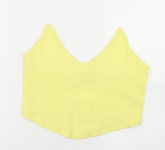 Womens UK Size 14 Missguided Yellow Cropped Tank