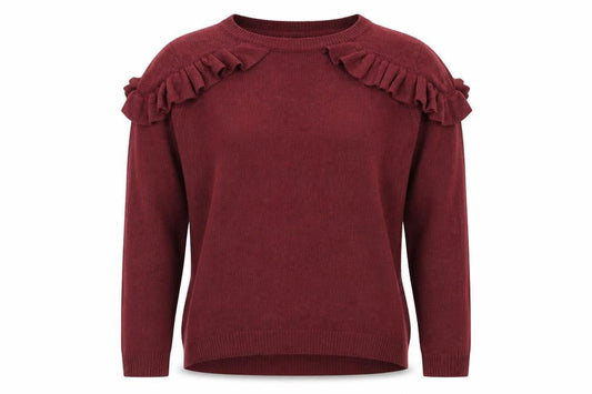 Front view of Papaya women’s purple crew neck acrylic jumper, size M