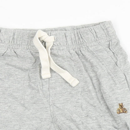 Gap Baby Grey  100% Cotton Cropped Trousers Size 6-9 Months  Drawstring - Bear