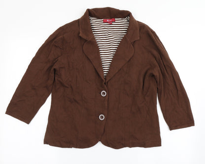 Monsoon Womens Brown  Cotton Jacket Blazer Size 16