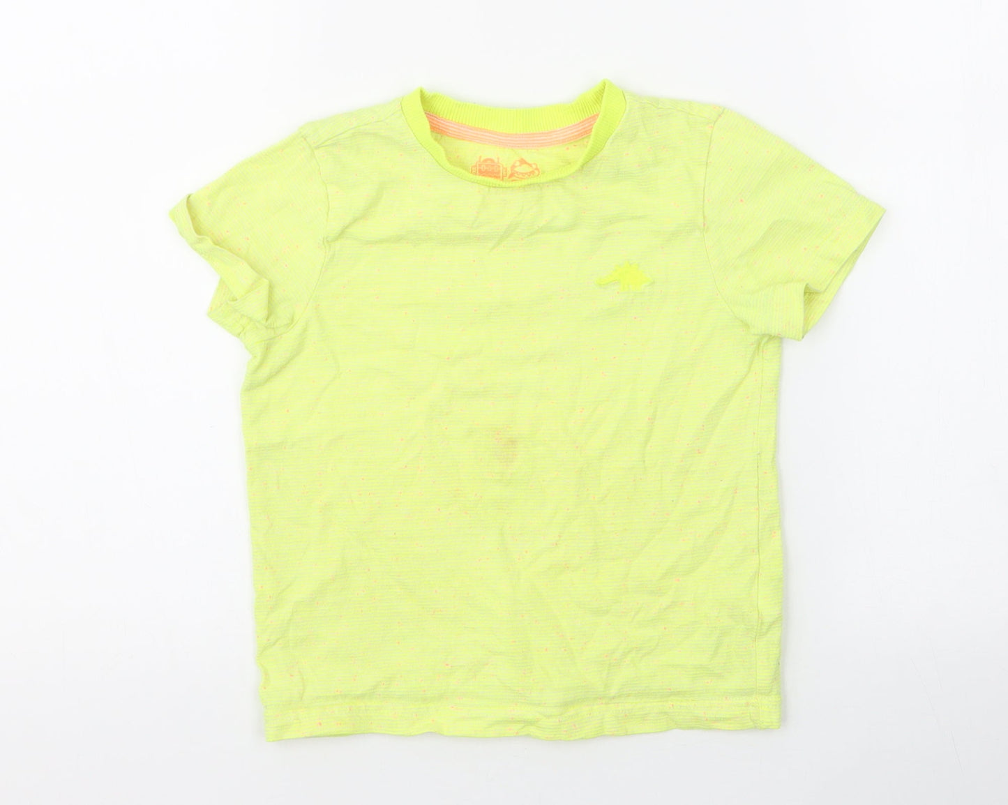 F&F Boys Yellow Striped Cotton Jersey T-Shirt Size 3-4 Years Round Neck Pullover