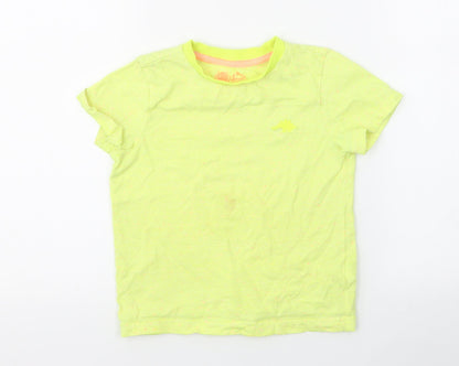 F&F Boys Yellow Striped Cotton Jersey T-Shirt Size 3-4 Years Round Neck Pullover