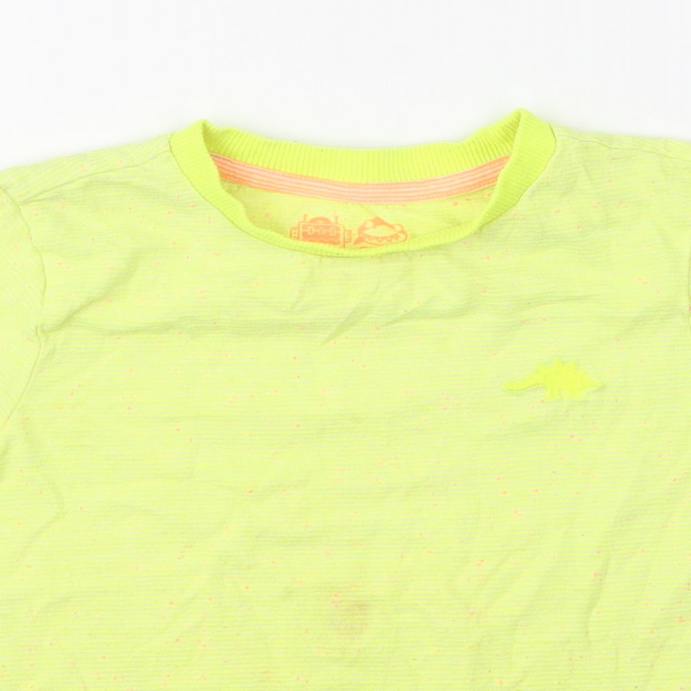 F&F Boys Yellow Striped Cotton Jersey T-Shirt Size 3-4 Years Round Neck Pullover