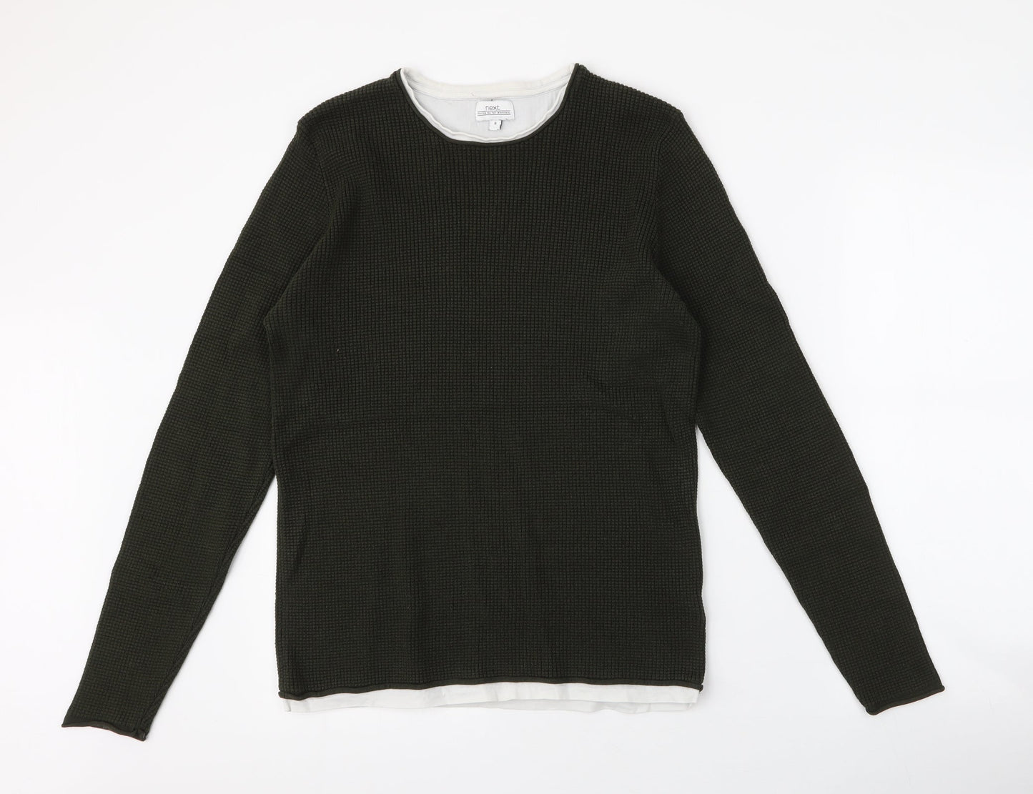 NEXT Mens Green Round Neck  Acrylic Pullover Jumper Size M