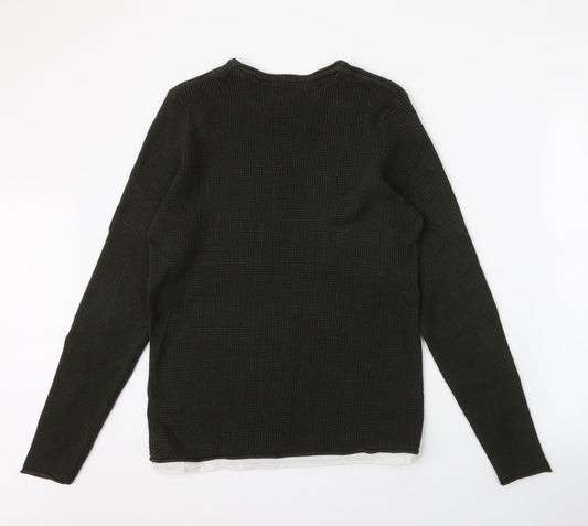 NEXT Mens Green Round Neck  Acrylic Pullover Jumper Size M