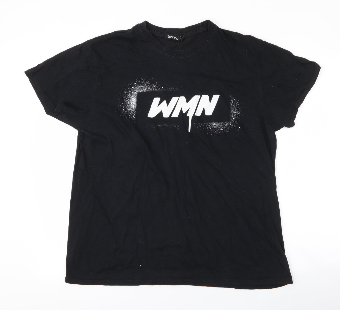 boohoo  Womens Black  Polyester Jersey T-Shirt Size L Round Neck - WMN , woman