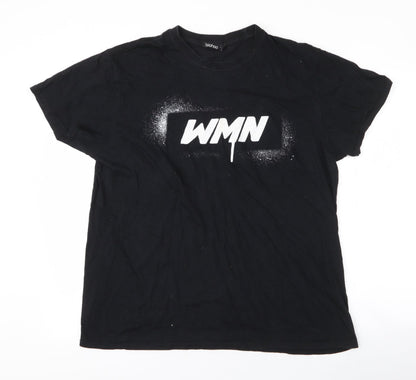 boohoo  Womens Black  Polyester Jersey T-Shirt Size L Round Neck - WMN , woman